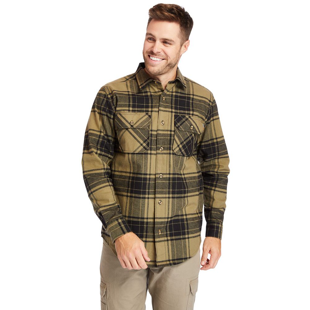 Camisa Timberland Hombre Pro® Woodfort Heavyweight Flannel Work Verde Oliva - Chile LND-350742